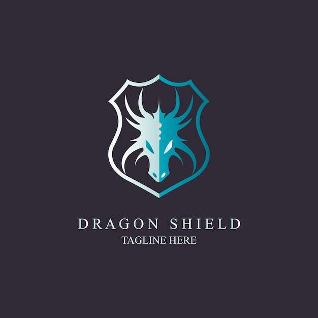 dragon shield head secure logo template design for brand or company and other