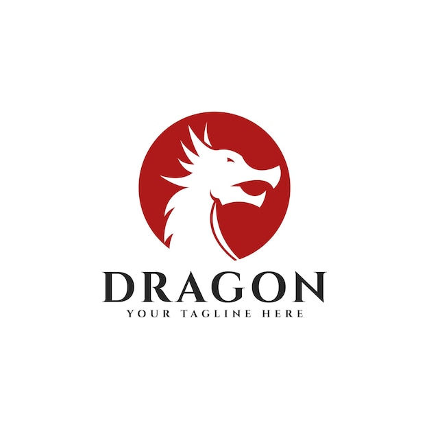 Dragon silhouette circle logo vector illustration design dragon logo template inspiration dragon logo element