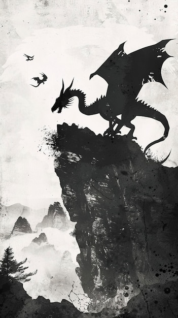 Dragon silhouettes vector