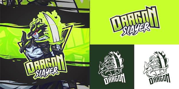 Dragon slayer mascot logo for e-sport illustration