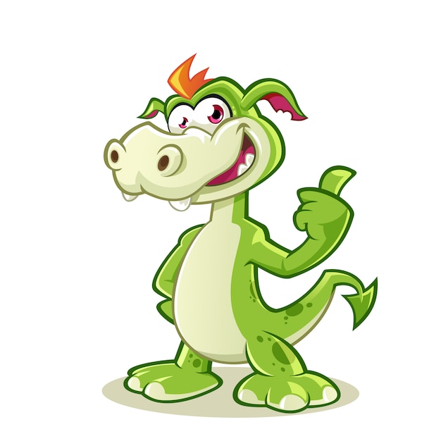 dragon smiling cartoon mascot showing thumb up