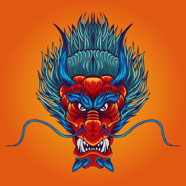 Dragon tattoo head monster mascot design