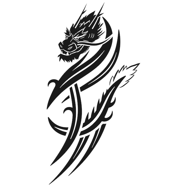 Dragon tribal tattoo vector illustration isolated on a white background.