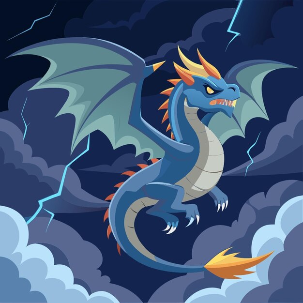 Vector a dragon with a blue dragon on the top of it