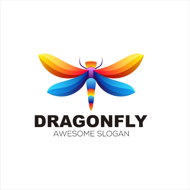 dragonfly color logo vector design