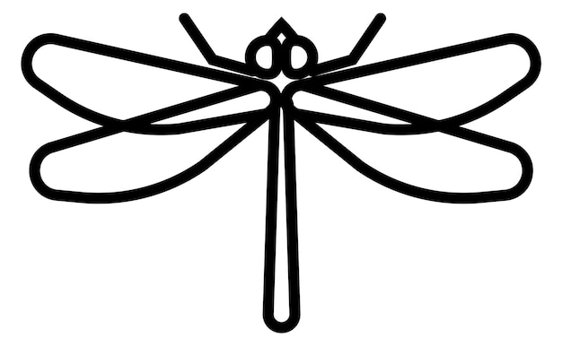 Dragonfly linear icon Flying winged insect animal