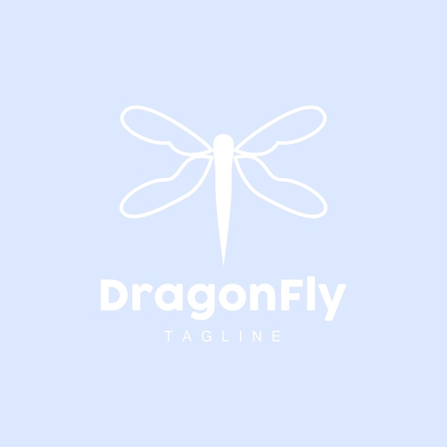 Dragonfly Logo Flying Animal Design Vector Simple Line Style Icon Symbol Illustration