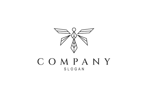 Dragonfly logo in simple line art design style