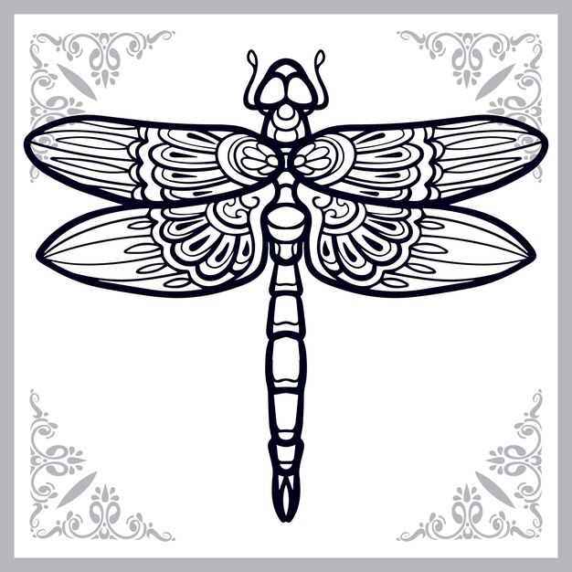 Vector dragonfly zentangle arts isolated on white background