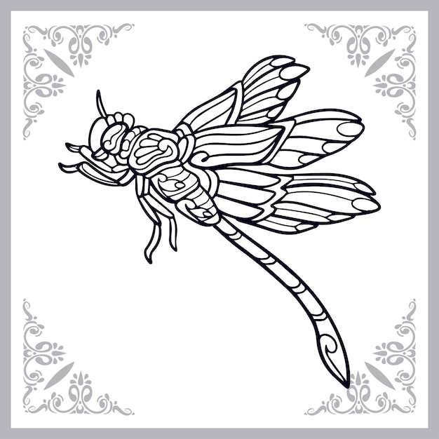 Dragonfly zentangle arts isolated on white background