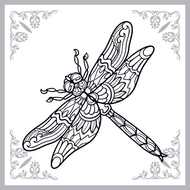 Vector dragonfly zentangle arts isolated on white background