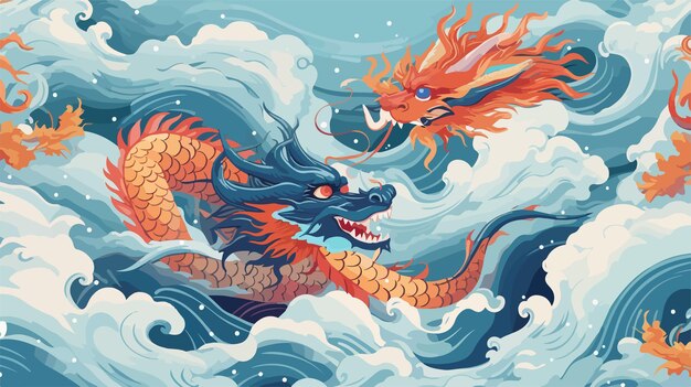 Vector dragons in the water by person