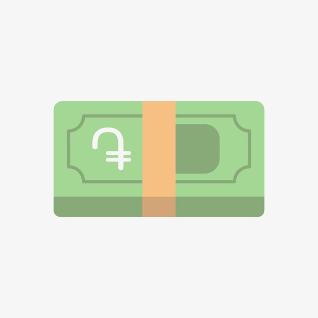 Dram icon. Armenian currency symbol on a banknote. Stack of cash vector illustration.