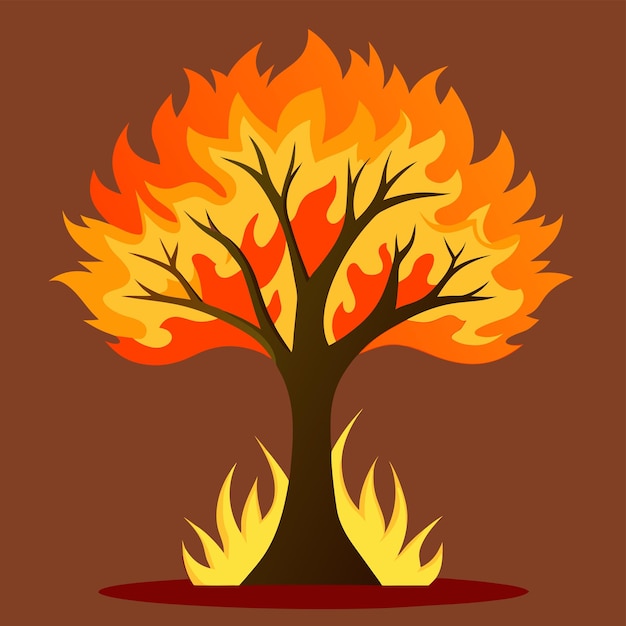 Dramatic Burning Tree Vector Detailed and Intense Design for Fire Environmental