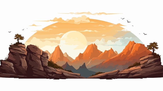 Vector dramatic cliff edges and mountain illustration