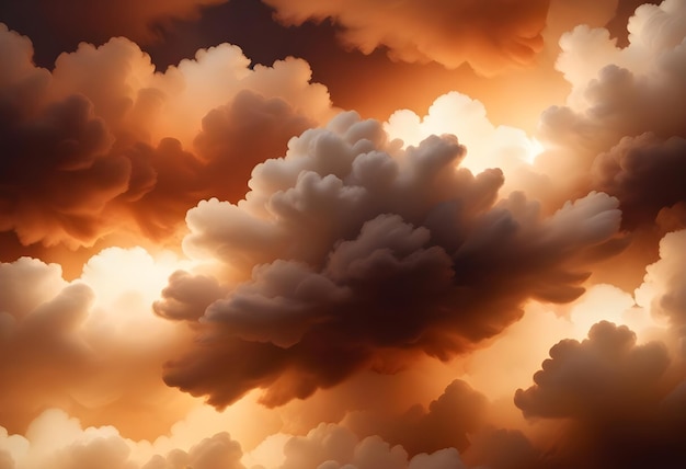 Dramatic swirling storm clouds in fiery orange and yellow hues against a dark sky creating a sense of power and impending weather