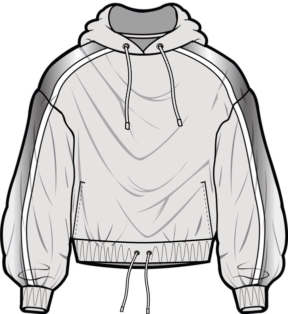 Vector drape hoodie a drawing of a jacket that has a hoodie on it