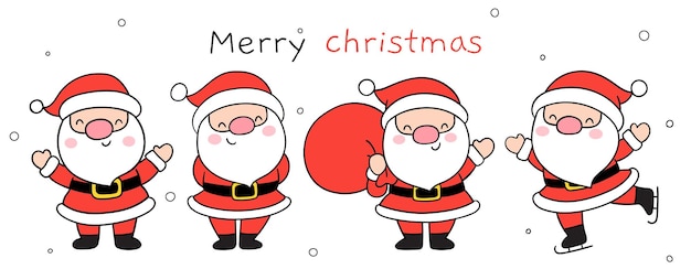 Draw funny santa claus in snow for Christmas and winter