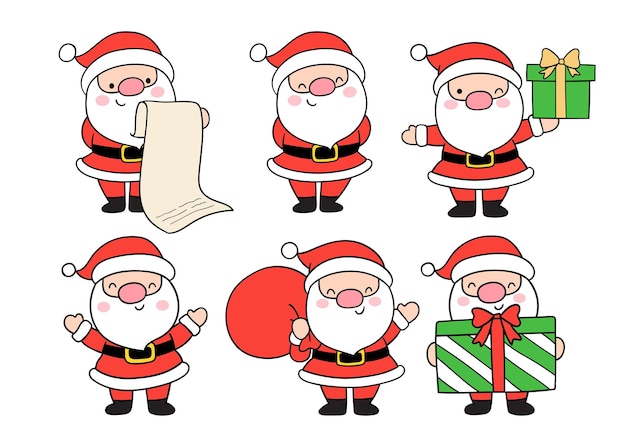 Draw santa claus for Christmas and winter Doodle cartoon style