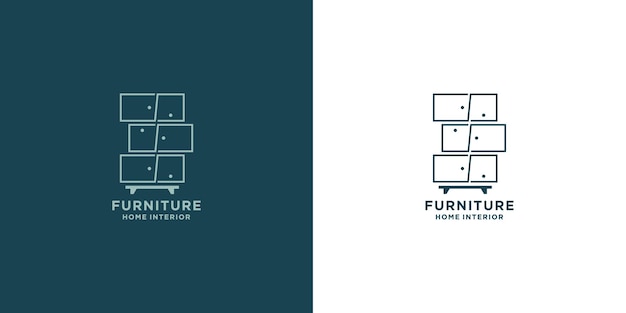 Drawer furniture logo design inspiration. interior furniture logo template