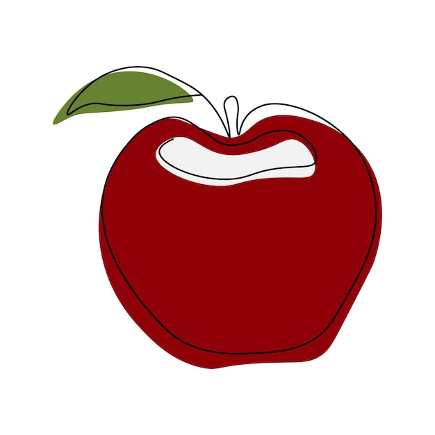 Drawing of an apple drawn with one continuous line