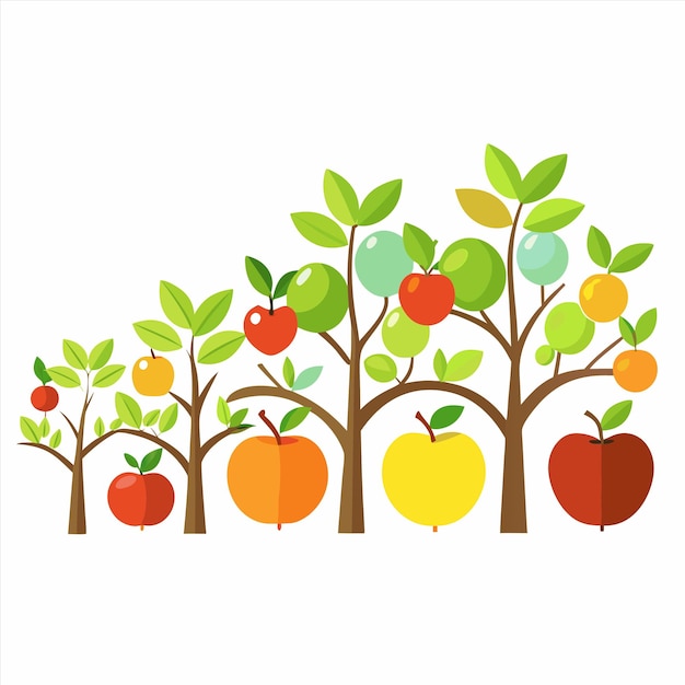 Vector a drawing of apples and trees with the words apple and apple