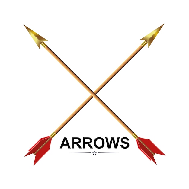 Drawing arrows drawn obliquely, golden tip, design component