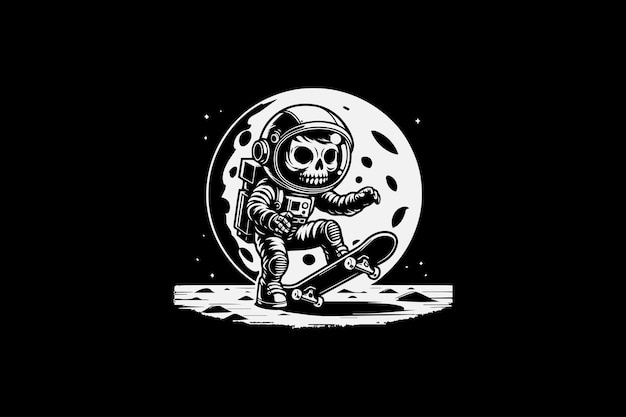 a drawing of a astronaut on a moon with a moon in the background