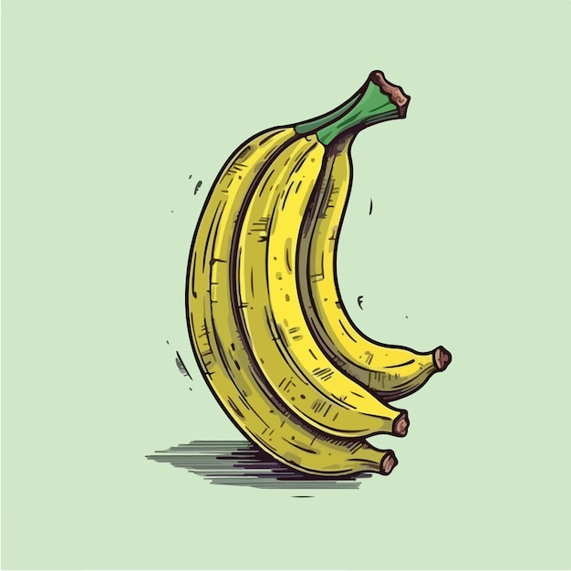 A drawing of a banana on a green background.