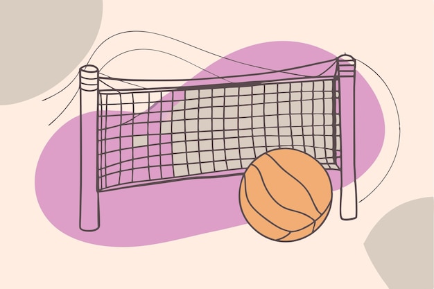 Vector a drawing of a basketball and a basket with a net