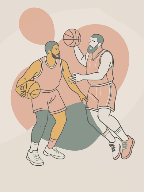 Vector a drawing of a basketball player with the words quot basketball quot on it