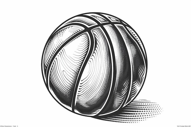 a drawing of a basketball with a black and white outline