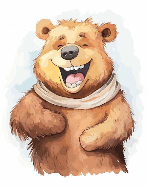 a drawing of a bear with a collar around its neck