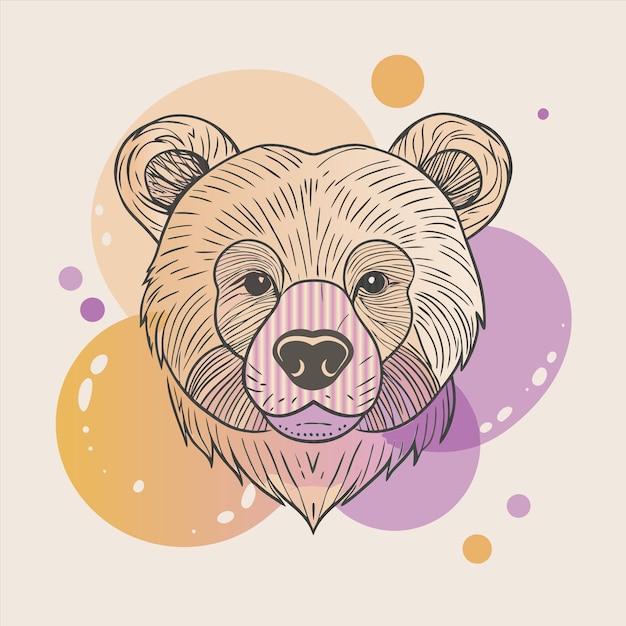 Vector a drawing of a bear with a purple shirt that says bear