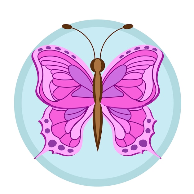 Drawing a beautiful colorful butterfly isolated on a white background vector style