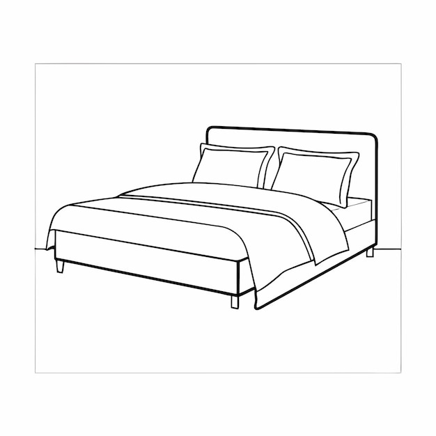 a drawing of a bed with a white sheet and a black drawing of a bed with a white sheet