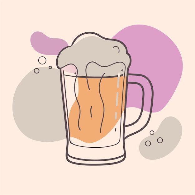 a drawing of a beer mug with a foamy foam on it