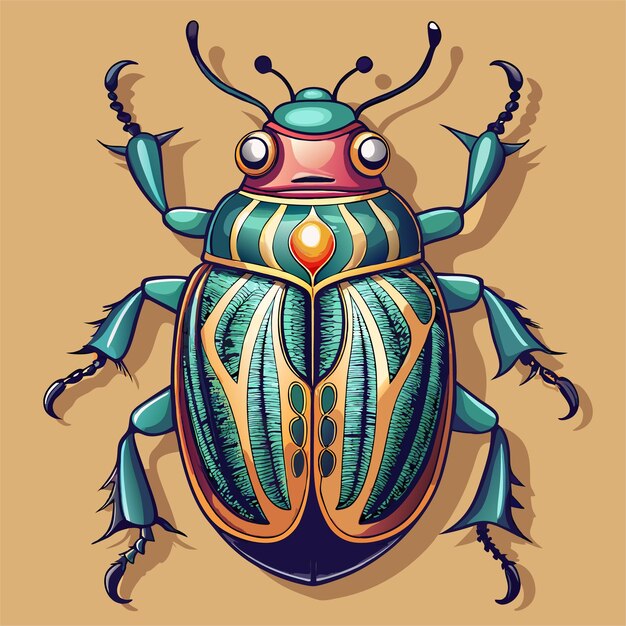 Vector a drawing of a beetle with a blue and green pattern