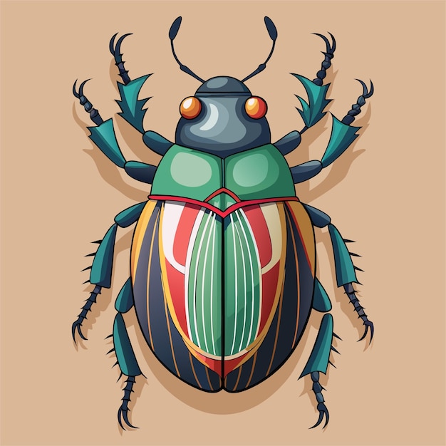 Vector a drawing of a beetle with a red and green face