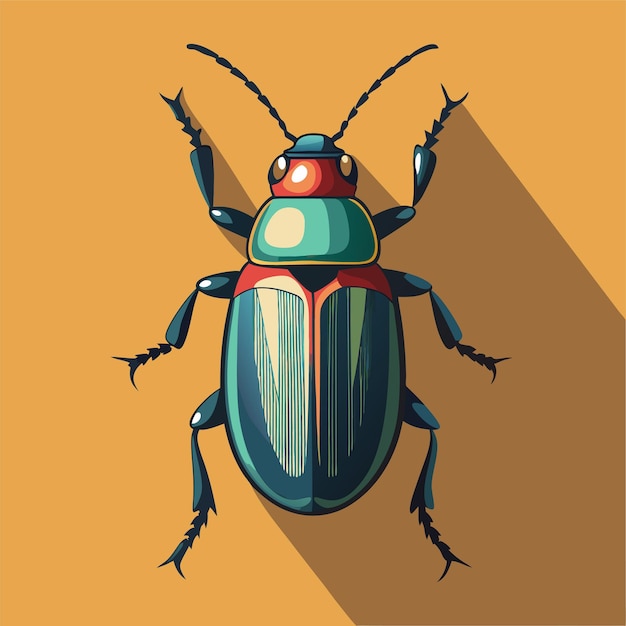 a drawing of a beetle with a red top and a black and green background