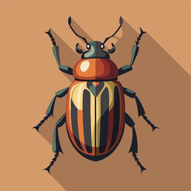 a drawing of a beetle with a yellow background