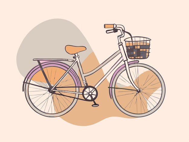 a drawing of a bicycle with a basket on the front