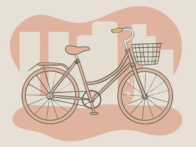 a drawing of a bicycle with a basket on the front