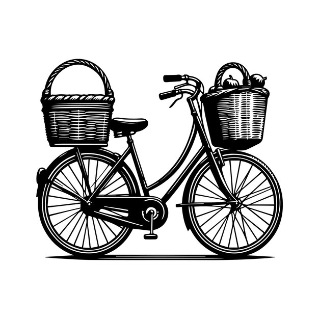 Vector a drawing of a bicycle with a basket on the front