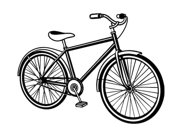 Vector a drawing of a bicycle with a black and white drawing of a bicycle