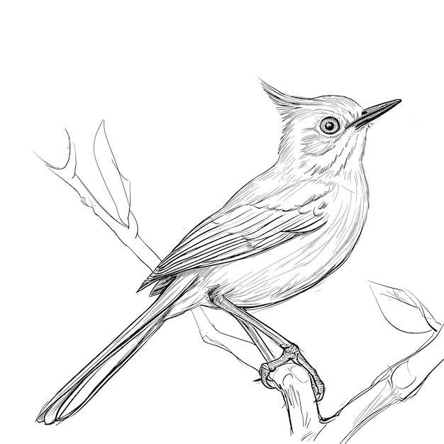 Vector a drawing of a bird on a tree branch