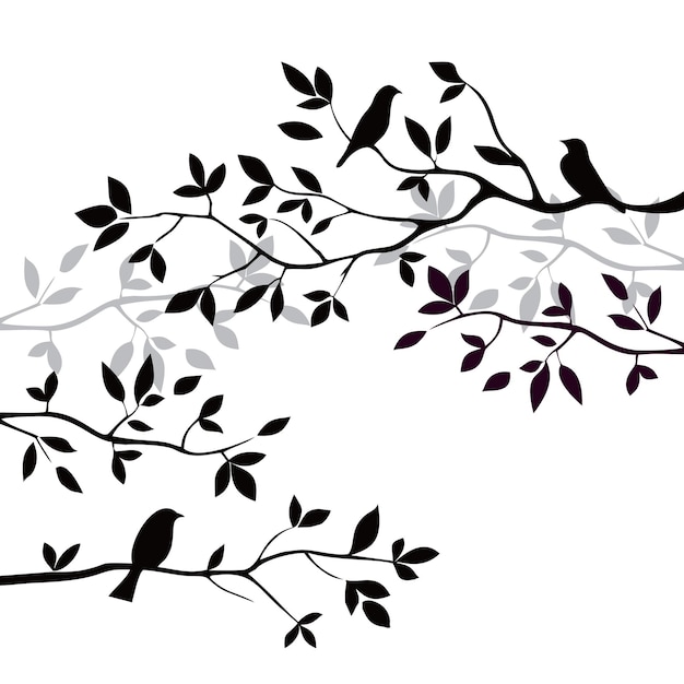 a drawing of a bird on a white background with purple leaves