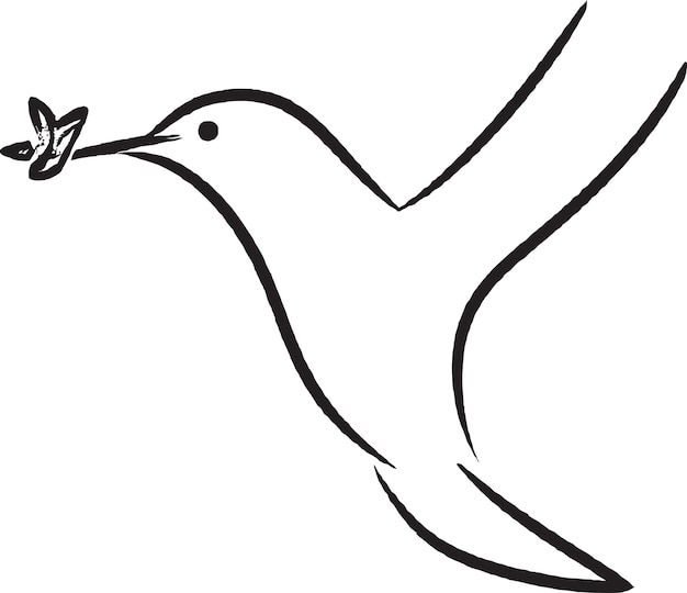 A drawing of a bird with a bee in its beak