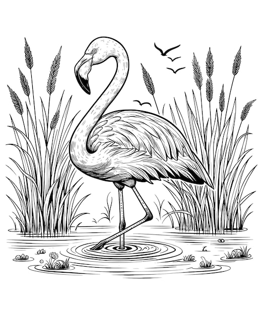 a drawing of a bird with a bird in the background