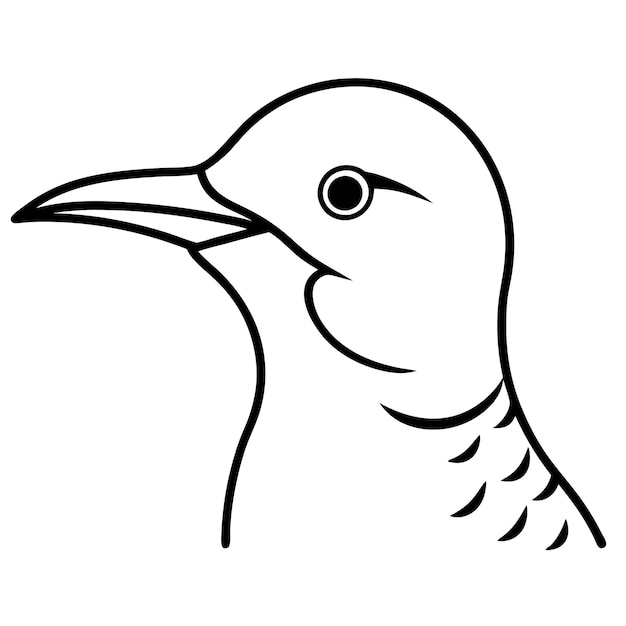 a drawing of a bird with a black outline and a white background